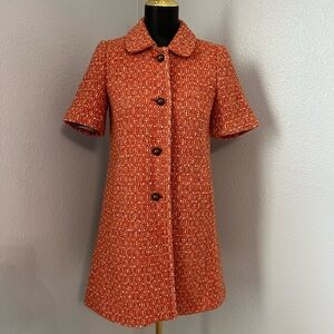 J. Crew Collection tweed dress coat Orange 0 XS